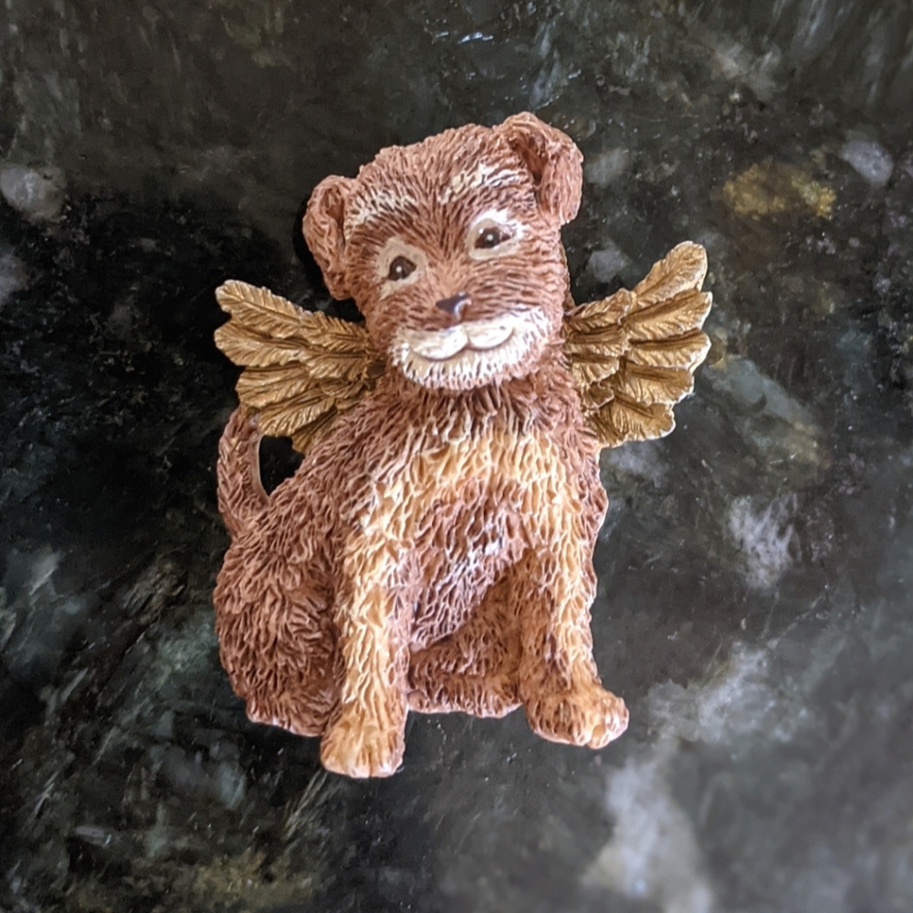Vtg Angel Puppy Pin
